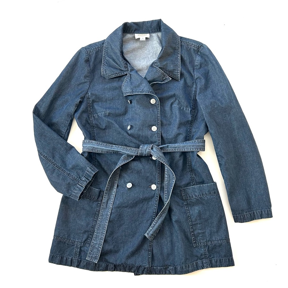 Talbots Vintage Denim Double Breasted Cotton Button Down Mini Dress Tunic Top
